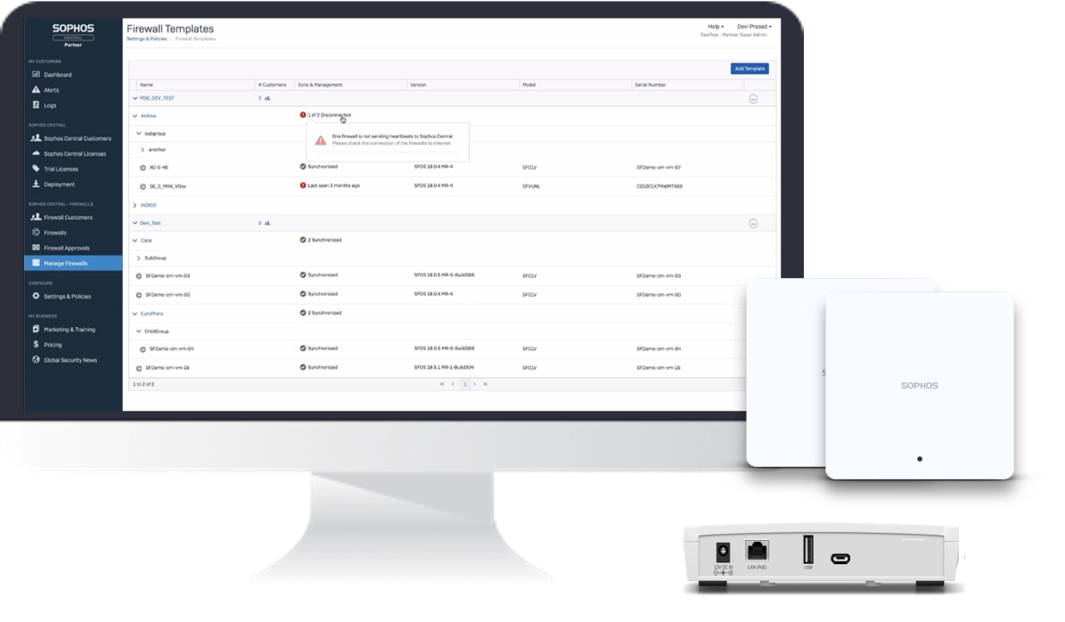 Sophos CentralによるWi-Fiも含めた統合管理